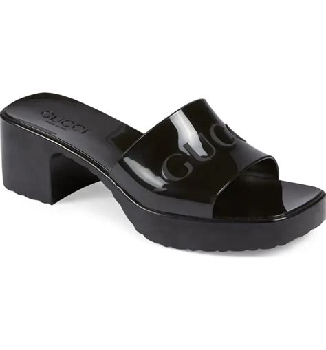 gucci rubber heel sandals slides|gucci rubber platform sandals.